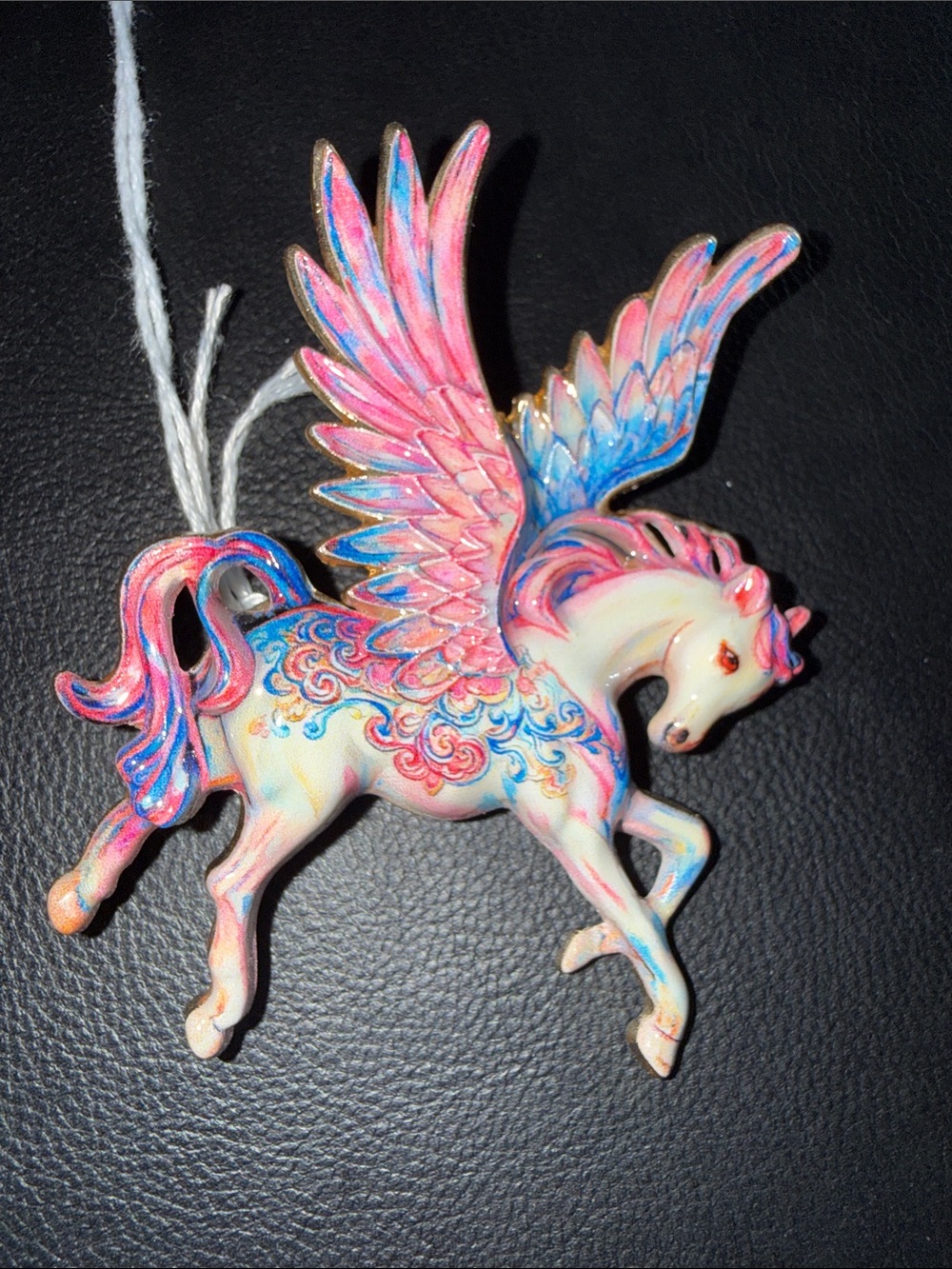 Pegasus Holiday Ornament - Pink and Blue Winged Unicorn